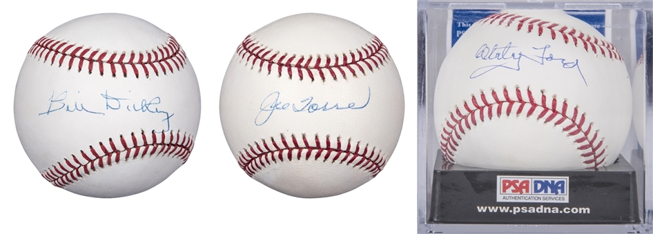 Lot of (3) New York Yankees Hall of Famers Single Signed Baseball - Torre, Dickey & Ford (PSA/DNA)